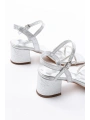 K-888 Kadın Gümüş İnce Sarmal Bantlı Topuklu Ayakkabı
