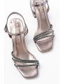 S-889  Platin 3 Bantlı Topuklu Kadın Ayakkabı