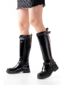 02-307 Siyah Rugan Düz Topuklu Günlük Bayan Binici Çizme