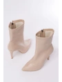 VRT-4811 Bej Yüksek İnce Topuklu Fermuarlı Kadın Bot
