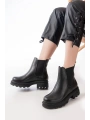 745-2137 Siyah Kalın Taban Lastikli Günlük Kadın Bot