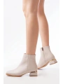 RM-500 Bej Topuklu Fermuarlı Günlük Kadın Bot