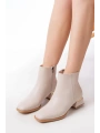 RM-500 Bej Topuklu Fermuarlı Günlük Kadın Bot