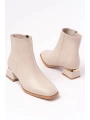 RM-500 Bej Topuklu Fermuarlı Günlük Kadın Bot