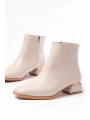 RM-500 Bej Topuklu Fermuarlı Günlük Kadın Bot