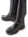 02-307 Siyah Düz Topuklu Günlük Bayan Binici Çizme