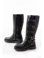02-346 Siyah Düz Topuklu Günlük Bayan Binici Çizme