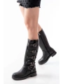 02-346 Siyah Düz Topuklu Günlük Bayan Binici Çizme