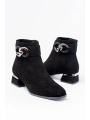 RM-504 Siyah Süet Toka Aksesuarlı Topuklu Fermuarlı Günlük Kadın Bot