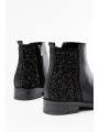 165-212 Siyah Taş Aksesuarlı Fermuarlı Günlük Kadın Bot