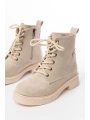 02-2003 Bej Süet Bağcıklı Fermuarlı Günlük Kadın Bot