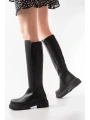 812-300 Siyah Fermuarlı Günlük Kadın Çizme