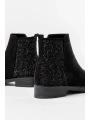 165-212 Siyah Süet Taş Aksesuarlı Fermuarlı Günlük Kadın Bot