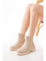02-2137 Bej Süet Lastikli Günlük Kadın Bot