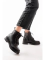 02-2003 Siyah Galata Bağcıklı Fermuarlı Günlük Kadın Bot