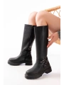 236-3021 Siyah Fermuarlı Günlük Kadın Çizme