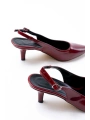 ST-1152 Bordo Rugan Günlük 7 cm Topuklu Kadın Ayakkabı
