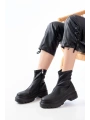 236-2011 Siyah Streç Fermuarlı Günlük Kadın Bot