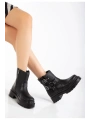 236-2013 Siyah Toka Aksesuarlı Fermuarlı Günlük Kadın Bot