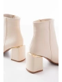 DNZ-410 Bej Fermuarlı Topuklu Kadın Günlük Bot