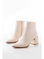 DNZ-410 Bej Fermuarlı Topuklu Kadın Günlük Bot
