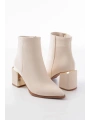 DNZ-410 Bej Fermuarlı Topuklu Kadın Günlük Bot