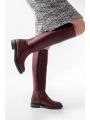 2024-3007 Bordo Fermuarlı Günlük Kadın Çizme