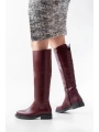 2024-3007 Bordo Fermuarlı Günlük Kadın Çizme