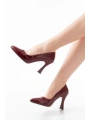 ST-001 Bordo Rugan Günlük 9 cm Topuklu Bayan Stiletto Ayakkabı