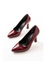 ST-001 Bordo Rugan Günlük 9 cm Topuklu Bayan Stiletto Ayakkabı