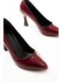 ST-001 Bordo Rugan Günlük 9 cm Topuklu Bayan Stiletto Ayakkabı