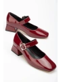ST-006 Bordo Rugan Günlük 4 cm Topuklu Bayan Ayakkabı