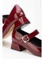 ST-006 Bordo Rugan Günlük 4 cm Topuklu Bayan Ayakkabı