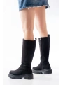 812-340 Siyah Süet Fermuarlı Günlük Kadın Çizme