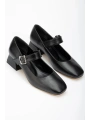 ST-006 Siyah Günlük 4 cm Topuklu Bayan Ayakkabı