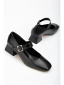 ST-006 Siyah Günlük 4 cm Topuklu Bayan Ayakkabı