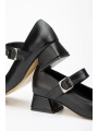 ST-006 Siyah Günlük 4 cm Topuklu Bayan Ayakkabı