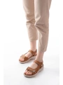 DM-363  Taba Baret Cırtlı Dikişli Günlük Kadın Sandalet