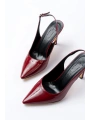 ST-1153 Bordo Rugan Günlük Arkası Açık 9 cm Topuklu Kadın Ayakkabı
