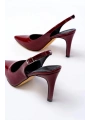 ST-1153 Bordo Rugan Günlük Arkası Açık 9 cm Topuklu Kadın Ayakkabı