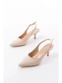 ST-1152 Bej Günlük 7 cm Topuklu Kadın Ayakkabı