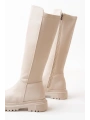 812-305 Bej Arkası Streç Fermuarlı Günlük Kadın Çizme