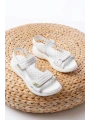 DM-363  Beyaz Baret Cırtlı Dikişli Günlük Kadın Sandalet