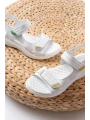DM-363  Beyaz Baret Cırtlı Dikişli Günlük Kadın Sandalet