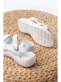 DM-363  Beyaz Baret Cırtlı Dikişli Günlük Kadın Sandalet