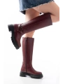 236-3021 Bordo Fermuarlı Günlük Kadın Çizme