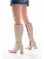 YSN-4422 Bej Topuklu Kadın Çizme