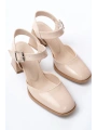 İNF-40450 Bej Rugan Günlük Arkası Açık Topuklu Bayan Ayakkabı