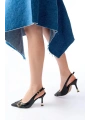 İNF-1151 Siyah Günlük Arkası Açık Topuklu Bayan Ayakkabı