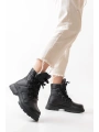 ASM-083 Siyah Bağcıklı Su Geçirmez Kadın Kar Botu